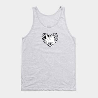 Pug dog and paw prints heart. Tank Top